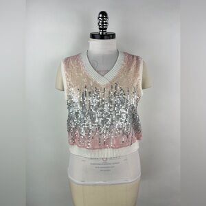 💚 3133. Sequins Sweater Knit Vest